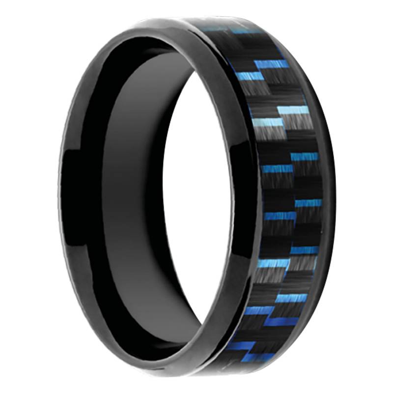 Black Steel & Carbon Blue Thread Mercury Ring - HA5391660 - Rochet
