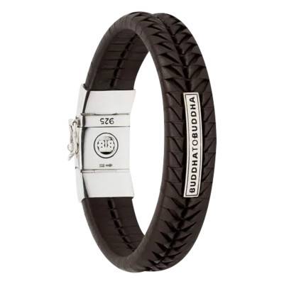 Bracelet Komang Double en Cuir Marron & Argent 925, Longueur 19 à 21 cm - Buddha to Buddha
