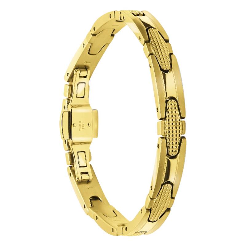 Gold PVD Textured Gatsby Steel Bracelet, Length 21 cm, Width 8 mm - HB7986 - Rochet