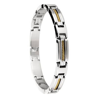 Steel and Yellow Gold PVD Marina Bracelet, 21 cm - B062367 - Rochet