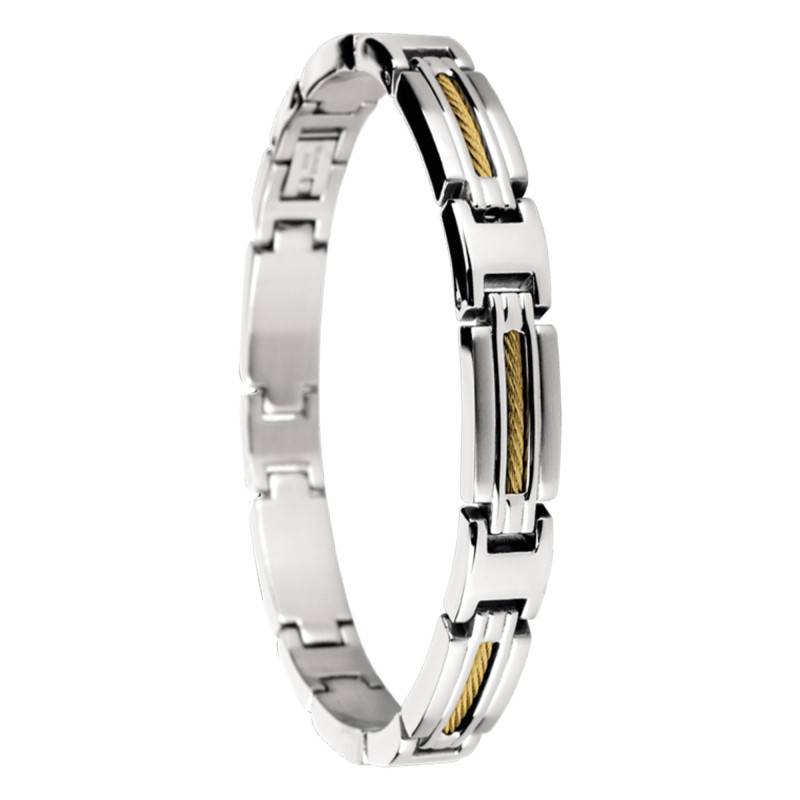 Steel and Yellow Gold PVD Marina Bracelet, 21 cm - B062367 - Rochet