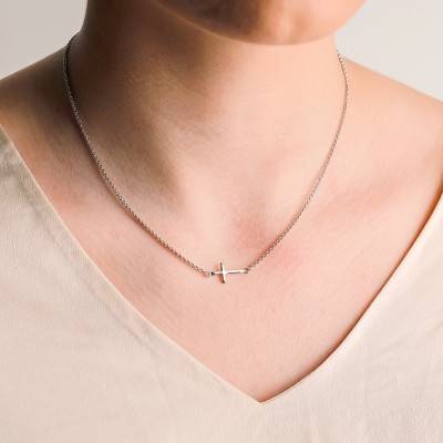 925 Silver Cross Cable Chain Necklace, Length 45 cm - Vandona