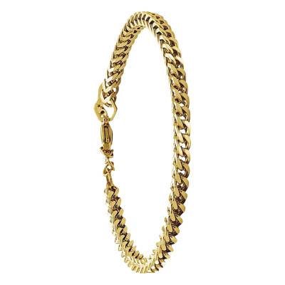 Gold Steel Major Double Curb Chain Bracelet, Length 20.50 cm, Width 4 mm - HB01386 - Rochet