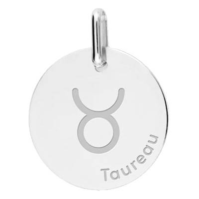 Médaille Zodiaque Taureau en Or Blanc 375 ou 750, Diamètre 16 mm - Lucas Lucor