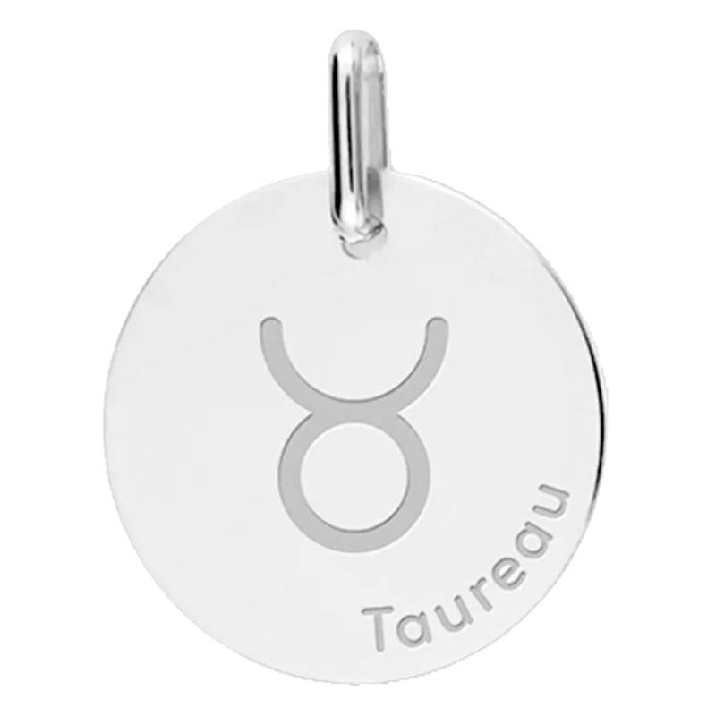 White 375 or 750 Gold Taurus Zodiac Medal, 16 mm Diameter - Lucas Lucor