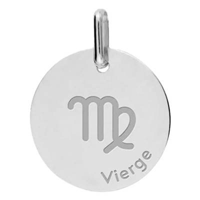 Médaille Zodiaque Vierge en Or Blanc 375 ou 750, Diamètre 16 mm - Lucas Lucor