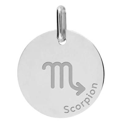 Médaille Zodiaque Scorpion en Or Blanc 375 ou 750, Diamètre 16 mm - Lucas Lucor