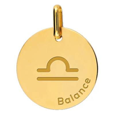 Médaille Zodiaque Balance Or Jaune 375 ou 750, Diamètre 16 mm - Lucas Lucor