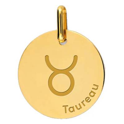 Yellow Gold 375 or 750 Taurus Zodiac Medal, Diameter 16 mm - Lucas Lucor