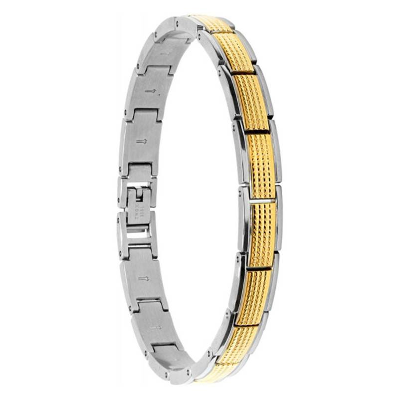 Loft Clous de Paris Two-Tone Gold Steel Bracelet, Length 22 cm, Width 8 mm - HB7283 - Rochet