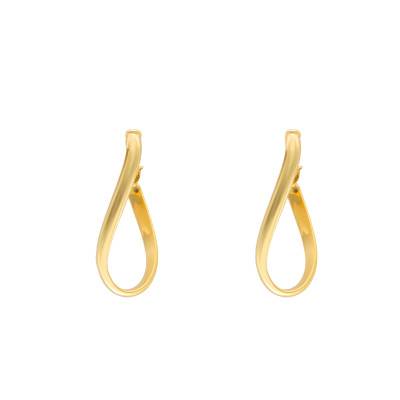 750/1000 Yellow Gold Oval Hoop Earrings, 3.90 mm Diameter - Emanessence