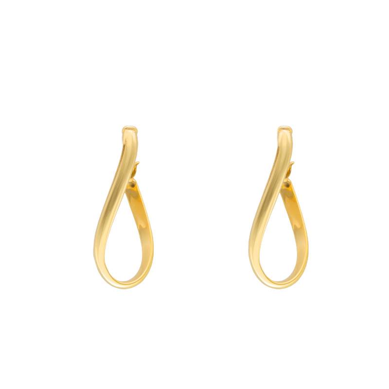 750/1000 Yellow Gold Oval Hoop Earrings, 3.90 mm Diameter - Emanessence