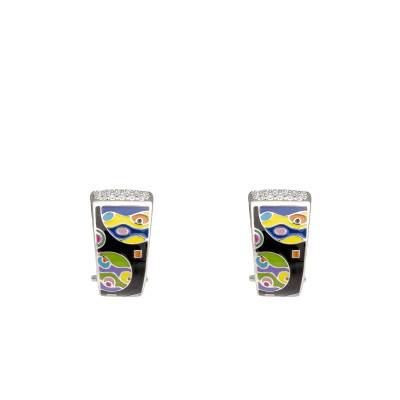 Boucles d'oreilles Constellation en Argent 925, Laque Multicolore & Zircones Blanches - Una Storia