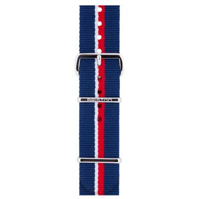 Striped Navy White Red NATO Watch Strap 20 mm, Length 280 mm - Briston
