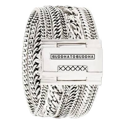 Nathalie 925 Sterling Silver Multi-Chain Bracelet, Width 32 mm, Length 17 cm to 21 cm - Buddha to Buddha