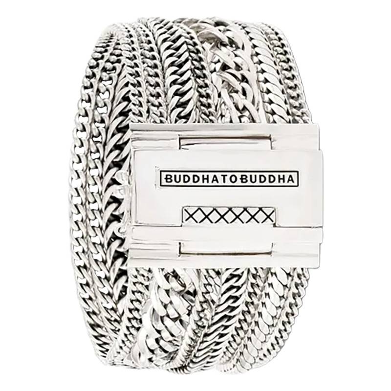 Nathalie 925 Sterling Silver Multi-Chain Bracelet, Width 32 mm, Length 17 cm to 21 cm - Buddha to Buddha