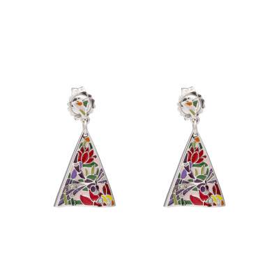 Boucles d'oreilles Pastel en Argent 925, Laque Multicolore & Zircones Blanches - Una Storia
