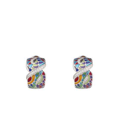 Boucles d'oreilles Riviera en Argent 925, Laque Multicolore & Zircones Blanches - Una Storia