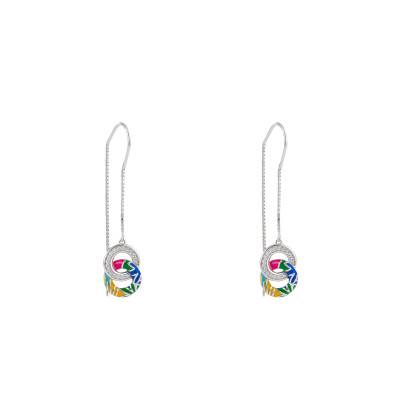 Boucles d'oreilles Fidji en Argent 925, Laque Multicolore & Zircones Blanches - Una Storia