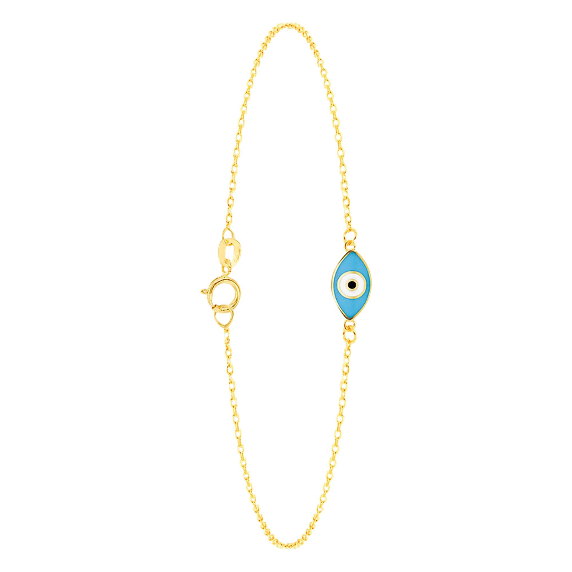 Bracelet Mauvais œil Chaîne Argenté Réglable - Alliage - Bijou Fin Et Charmant Pour Elle - Neuf Sans Emballage