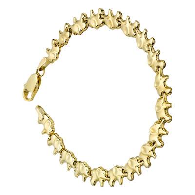 375/1000 Yellow Gold Elephant Chain Bracelet, Width 6 mm, Length 19 cm - Emanessence
