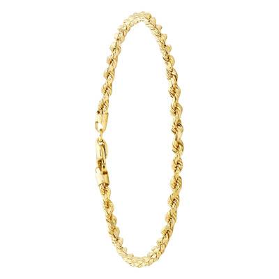 Yellow 9K Gold Twisted Rope Chain Bracelet, Width 2 mm, Length 19 cm - Emanessence