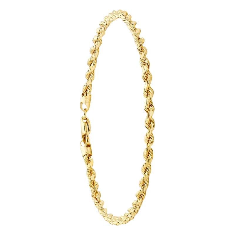 Yellow 9K Gold Twisted Rope Chain Bracelet, Width 2 mm, Length 19 cm - Emanessence