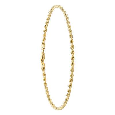 375/1000 Yellow Gold Twisted Chain Bracelet, 2 mm Wide, 18 cm Long - Emanessence