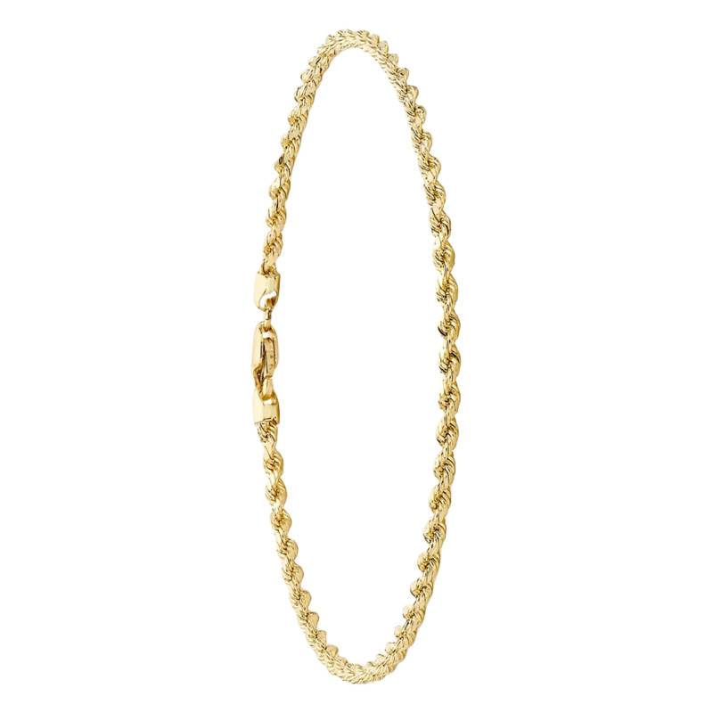 375/1000 Yellow Gold Twisted Chain Bracelet, 2 mm Wide, 18 cm Long - Emanessence