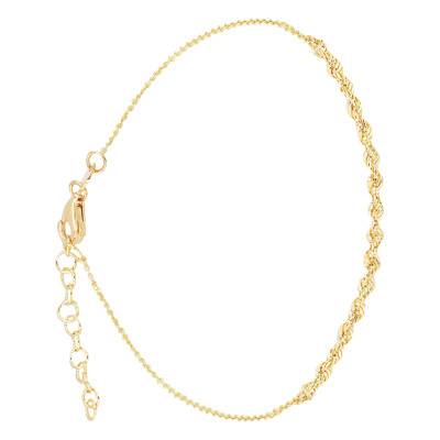 Bracelet Chaîne en Or jaune 375, Longueur 18 à 20 cm - Emanessence