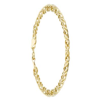 Yellow 9K Gold Double Curb Chain Bracelet, Length 18 cm, Width 5 mm - Emanessence