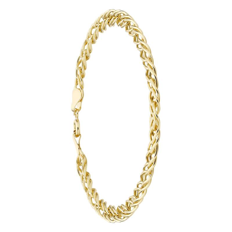 Yellow 9K Gold Double Curb Chain Bracelet, Length 18 cm, Width 5 mm - Emanessence