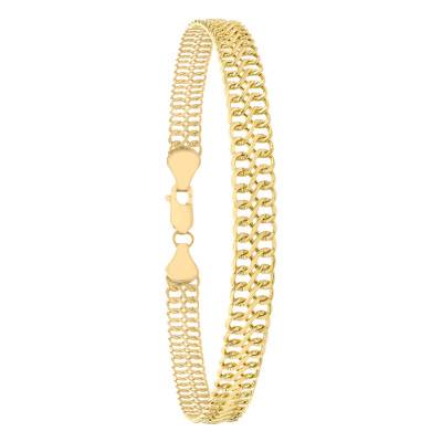 Yellow 9K Gold Infinity Double Curb Chain Bracelet, Width 6,50 mm, Length 19 cm - Emanessence