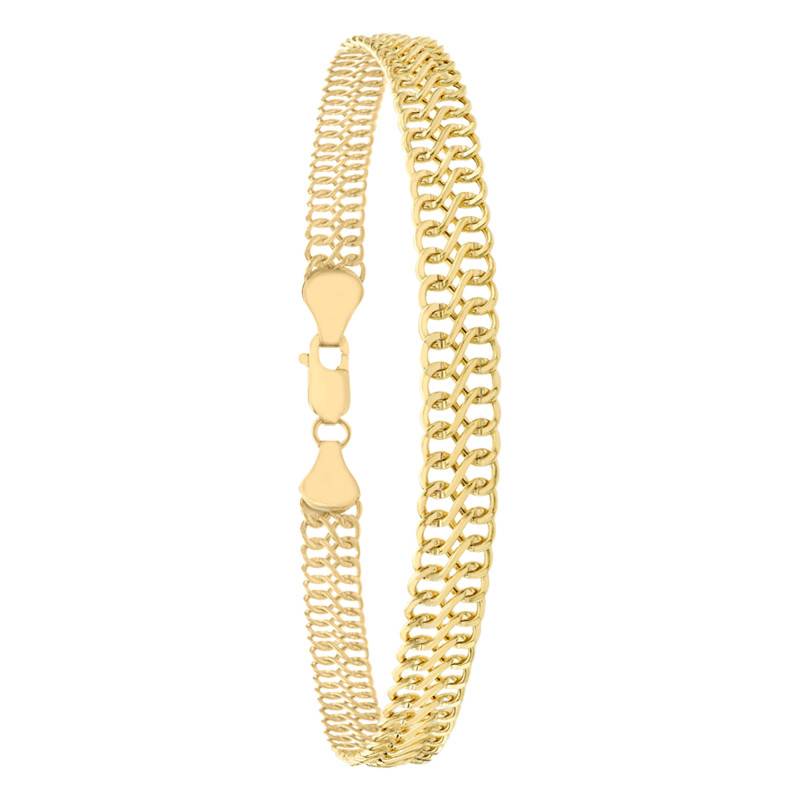 Yellow 9K Gold Infinity Double Curb Chain Bracelet, Width 6,50 mm, Length 19 cm - Emanessence