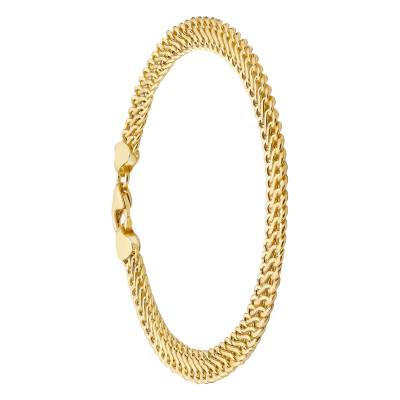Yellow 9K Gold Wheat Chain Bracelet, Width 6 mm, Length 19 cm - Emanessence