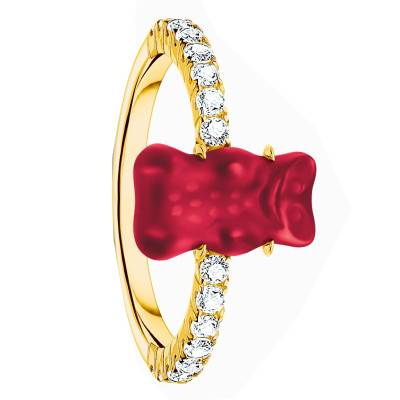 Bague Haribo Rouge en Plaqué Or Jaune, Cristal & Zircones - TR2459-414-10 - Thomas Sabo