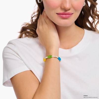 Bracelet Haribo Multicolores en Argent 925, Perles d'Eau Douce & Cristaux, Longueur 15 à 19 cm - A2153-052-7-L15 - Thomas Sabo