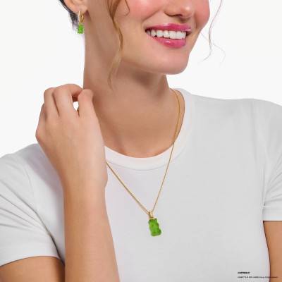 Yellow Gold-Plated 925 Silver Green Haribo Pendant, Cubic Zirconia & Crystal - PE967-414-6 - Thomas Sabo