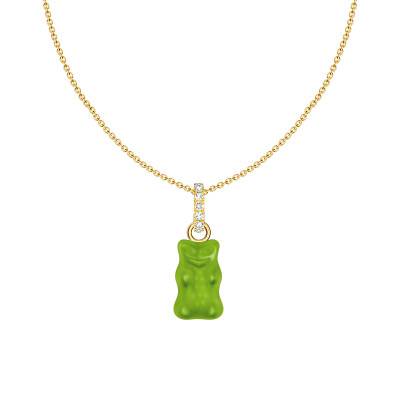 Collier Chaîne Haribo Vert en Plaqué Or Jaune & Cristal, Longueur 40 à 45 cm - KE2209-414-6-L45V - Thomas Sabo