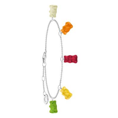 Multicolor Haribo 925 Silver & Crystal Cable Chain Bracelet, 16 to 19 cm Length - A2152-017-7-L19V - Thomas Sabo