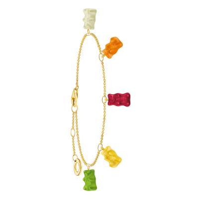 Bracelet Chaîne Haribo Multicolores en Plaqué Or Jaune & Cristaux, Longueur 16 à 19 cm - A2152-413-7-L19V - Thomas Sabo