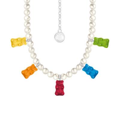Collier Haribo Multicolores en Argent 925, Perles d'Eau Douce & Cristaux, Longueur 42 à 50 cm - KE2208-052-7-L50V - Thomas Sabo