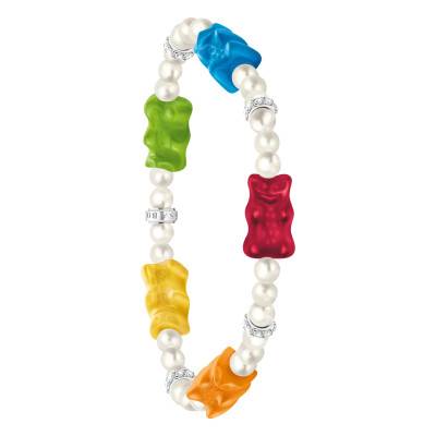 Bracelet Haribo Multicolores en Argent 925, Perles d'Eau Douce & Cristaux, Longueur 15 à 19 cm - A2153-052-7-L15 - Thomas Sabo