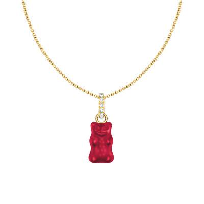 Collier Chaîne Haribo Rouge en Plaqué Or Jaune, Cristal & Zircones, Longueur 40 à 45 cm - KE2209-414-10-L45V - Thomas Sabo