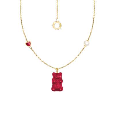 Collier Haribo Rouge en Plaqué Or Jaune, Cristal, Perle d'Eau Douce & Pierre, Longueur 40 à 45 cm - KE2206-430-10-L45V - Thomas Sabo