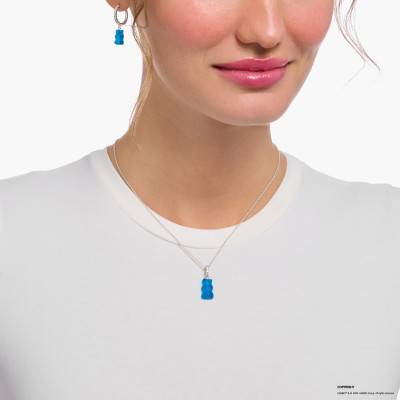 Collier Chaîne Haribo Bleu en Argent 925, Cristal & Zircones, Longueur 40 à 45 cm - KE2209-052-1-L45V - Thomas Sabo