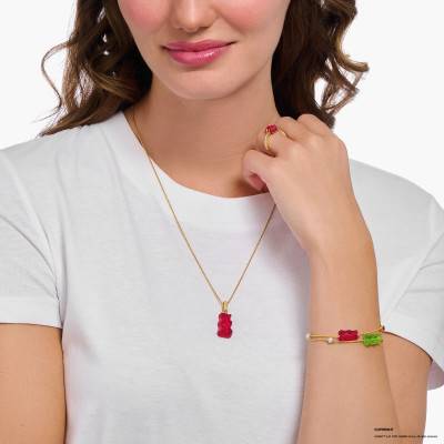 Yellow Gold-Plated & Zirconium Oxides and Red Crystal Haribo Pendant - PE967-414-10 - Thomas Sabo