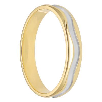 Gauguin Standard Demi-Domed Wedding Ring with Wave Band in 2-Tone Gold, Width 3.50 mm - Maison Girard