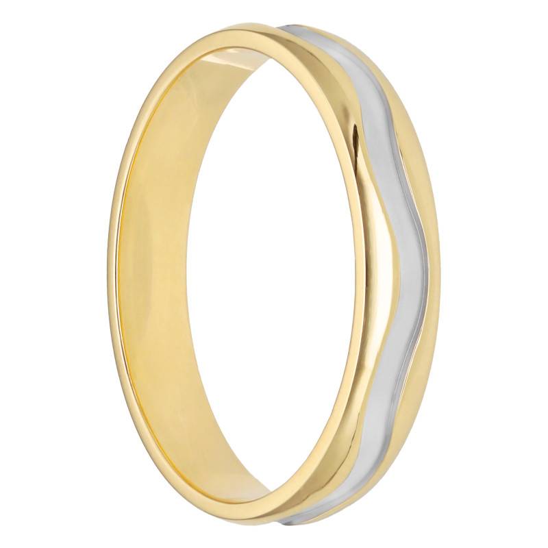Gauguin Standard Demi-Domed Wedding Ring with Wave Band in 2-Tone Gold, Width 3.50 mm - Maison Girard