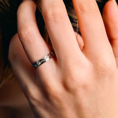 Nicolle 375/1000 White Gold Semi-Dome Standard Wedding Ring - Maison Girard